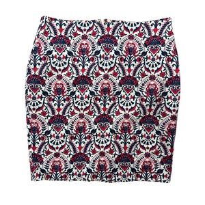 LOFT Printed Pencil Skirt in Navy, Pink and White